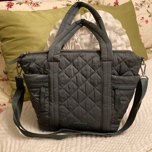 Quilted Tote Bag with Adjustable Crossbody Detachable Strap